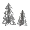 10 in. and 7 in. Silver Christmas Trees Table Decor, Lightweight Wood, Set of 2