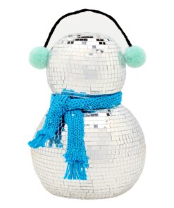 10 in. Dicso Ball Snowman with Blue Scarf product image