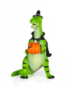 10 in. Halloween Dinosaur with Jack-O-Lantern Tabletop Decoration