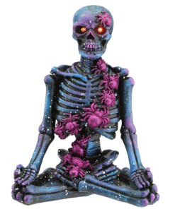 10 in. Halloween Purple Galaxy Meditating Skeleton with LED Lights