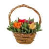 10 in. Handcrafted Multicolor Floral Basket with vibrant wooden flowers and lush greenery