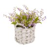 11 in. Spring Mauve Lily-of-the-Valley Flowers in White Basket