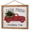 12.5 in. Farm Fresh Wall Art featuring a red pickup truck in a shadowbox design