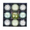 13 in. Mint Xmas Ball Decor Set featuring nine ornaments in silver, blue, and green
