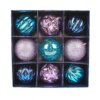 13 in. Purple Xmas Ball Decor Set featuring blue and lavender ornaments