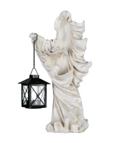 14 in. Halloween Ghost with Lantern Holds One Candle Tabletop Decoration