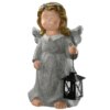 16 in. Angel Decor Piece featuring a joyful angel with delicate wings and a shimmering gray robe