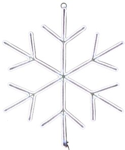 16 in. Neon Styled Snow Flake Decoration with White LED Lights, Plug-In