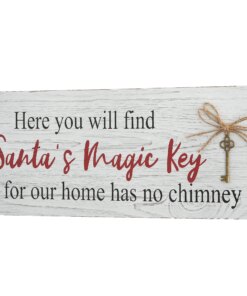 16 in. Santa's Key Tabletop Ornate Christmas Sign, White and Red