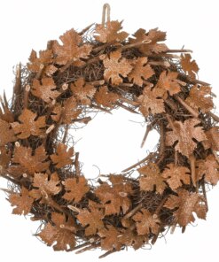 18 in. Fall Wreath with Brown Maple Leaves