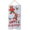 18 in. Holiday Wall Art featuring a Happy Holidays Gingerbread Wooden Wall Sign