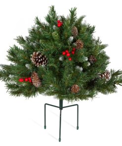 18 in. Pre-Lit Frosted Berry Urn Filler with Warm White LED Lights