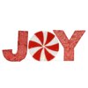 18 in. Pre-Lit JOY Decoration, Plug-In with warm white LED lights and red tinsel
