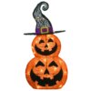 19 in. Halloween Pre-Lit Stacked Pumpkins in Witch's Hat Outdoor Decoration with LED Lights