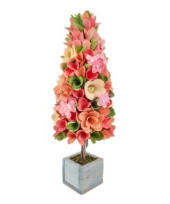 19 in. Pastel Colors Spring Floral Cone Tree