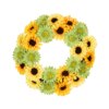 19 in. Spring Garden Accents Yellow Cosmos Wreath with Yellow and Green Sunflowers