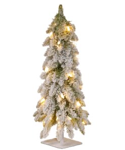 2 ft. Pre-Lit Snowy Downswept Forest Tree with Clear Lights, Plug-In