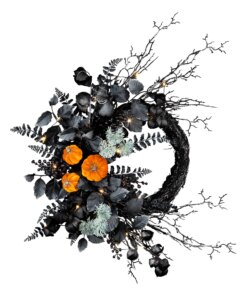 20 in. Halloween Wreath with Pumpkins and LED Lights