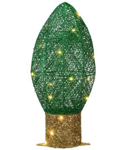 20 in. Pre-Lit Green Christmas Light Bulb Decoration