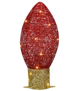 20 in. Pre-Lit Red Christmas Light Bulb Decoration