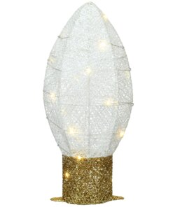 20 in. Pre-Lit White Christmas Light Bulb Decoration with warm white LED lights