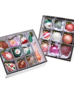 20-Piece Christmas Tree Ornament Set, Be Merry Collection featuring vintage-style blown glass ornaments