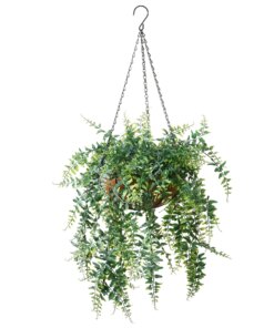 21 in. Spring Hanging Basket with Fern Leaves