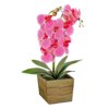 21 in. Spring Pink Orchid Flower in Wood Box