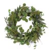 22 in. Spring Wreath with Eucalyptus Leaves, Baby's Breath, Flowing Green Stems
