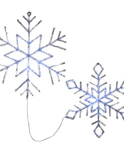 24 in. and 20 in. Ice Crystal Snowflakes with LED Lights, Plug-In