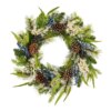 24 in. Blueberry Fields Wreath featuring lush green branches, pinecones, and blueberries