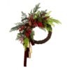 24 in. Christmas Joy Chimes Wreath featuring lush green branches and vibrant red berries