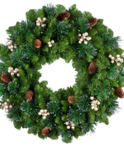 24 in. Crestwood Gold Spruce Wreath with Warm White LED Lights
