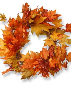 24 in. Fall Wreath with Maple Leaves by National Tree Company