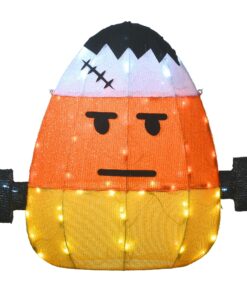 24 in. Halloween Pre-Lit Candy Corn Frankenstein Outdoor Decoration with LED Lights