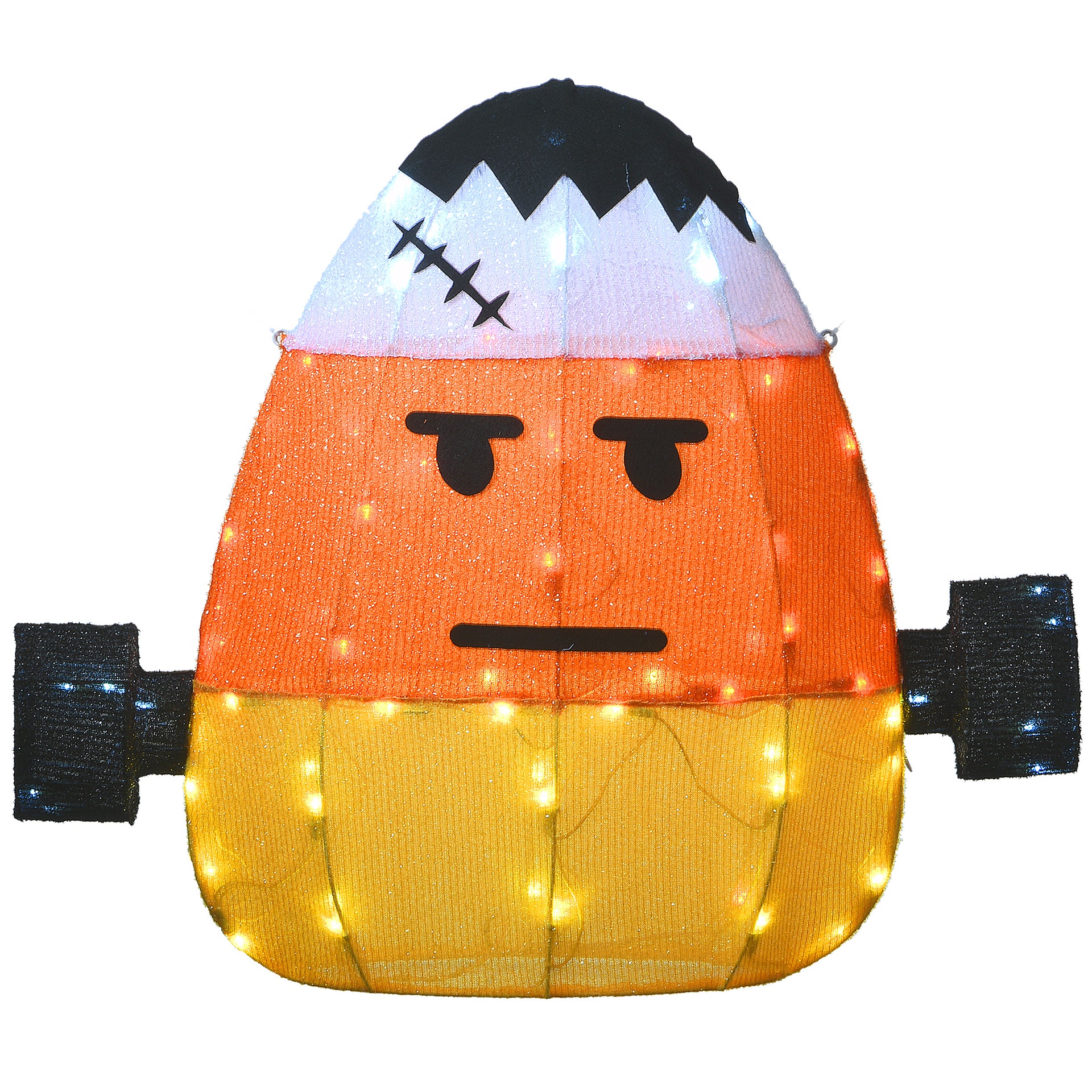 24 in. Halloween Pre-Lit Candy Corn Frankenstein Outdoor Decoration with LED Lights