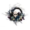 24 in. Halloween Skull Wreath featuring a white skull and colorful leaves