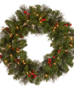24 in. Pre-Lit Crestwood Spruce Wreath with Twinkly LED Lights, Plug-In