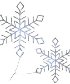 24 in. Pre Lit Diamond Tip Snowflake Decoration with Cool White LED Lights