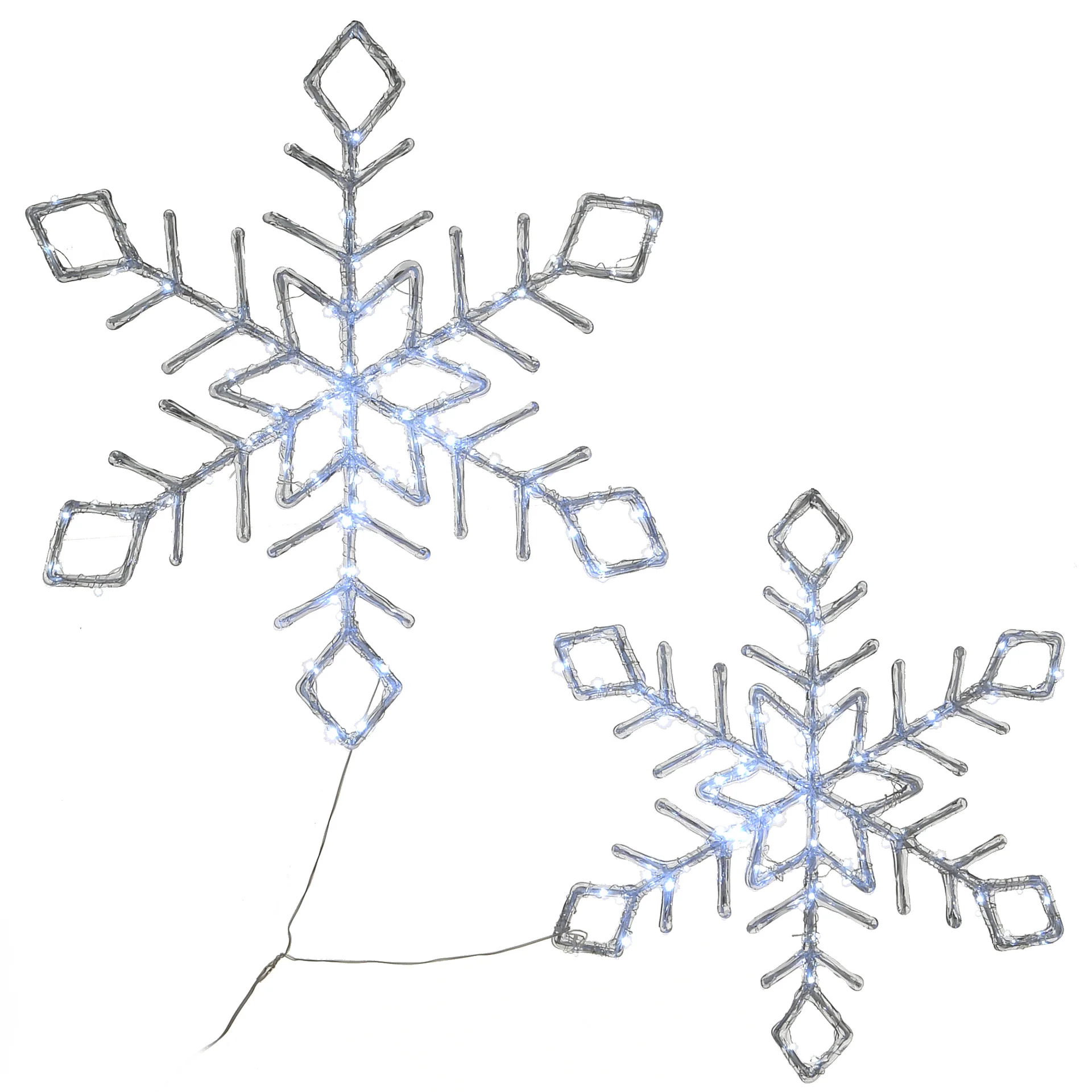 24 in. Pre Lit Diamond Tip Snowflake Decoration with Cool White LED Lights