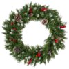 24 in. Pre-Lit Frosted Berry Wreath with Clear Lights, Plug-In