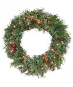 24 in. Pre-Lit Glistening Pine Wreath with LED Lights