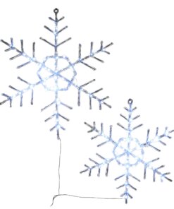 24 in. Pre Lit Hexagonal Snowflake Decoration, Cool White LED Lights, Plug-In