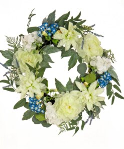 24 in. Spring Wreath with Dahlia, Peony, and Hydrangea Blooms