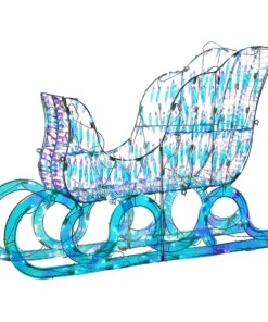 26 in. Pre Lit Iridescent Santa Sleigh Decoration, Strung with 105 Cool White LED Lights
