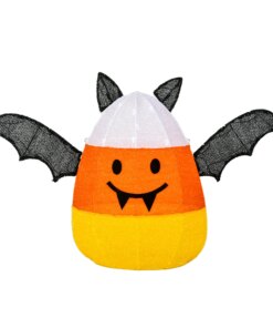 27 in. Halloween Candy Corn Bat Outdoor Lawn Decoration with LED Lights