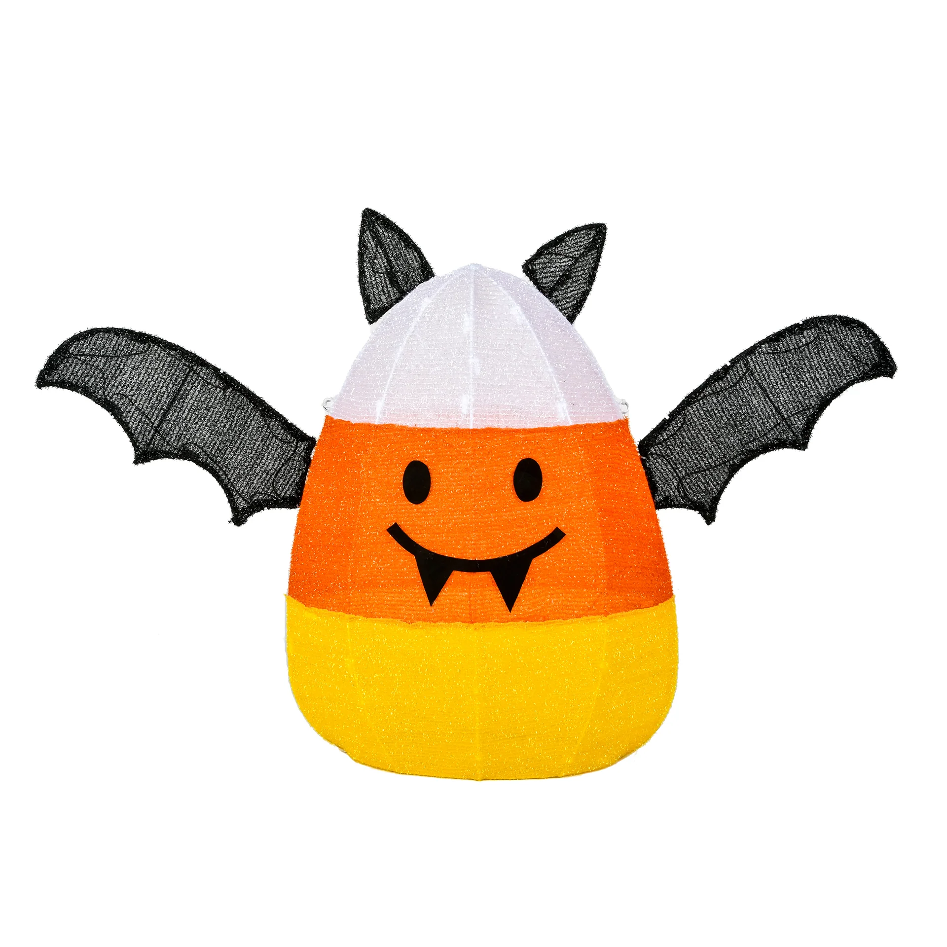 27 in. Halloween Candy Corn Bat Outdoor Lawn Decoration with LED Lights