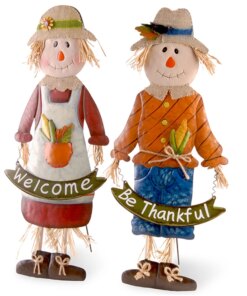 27 in. Metal Scarecrow Standing Outdoor Fall Decoration