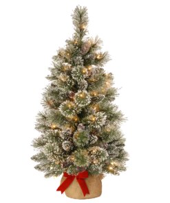 3 ft. Pre-Lit Glittery Bristle Tree with LED Lights