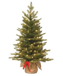 3 ft. Pre-Lit Nordic Spruce Tree in Burlap with LED Lights
